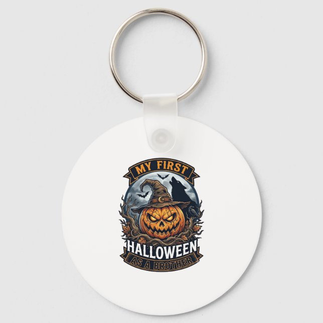 Chaveiro Primeiro Halloween como Irmão Pumpkin Wolf Moon_1 (Frente)