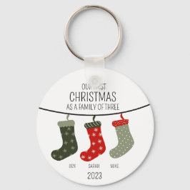 Chaveiro Primeiro Natal como família de três