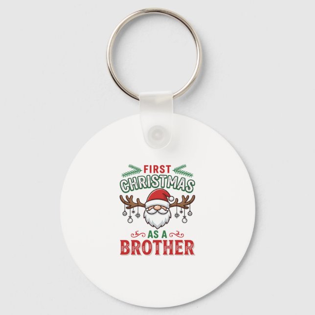 Chaveiro Primeiro Natal como um Irmão Santa Gnome (Frente)