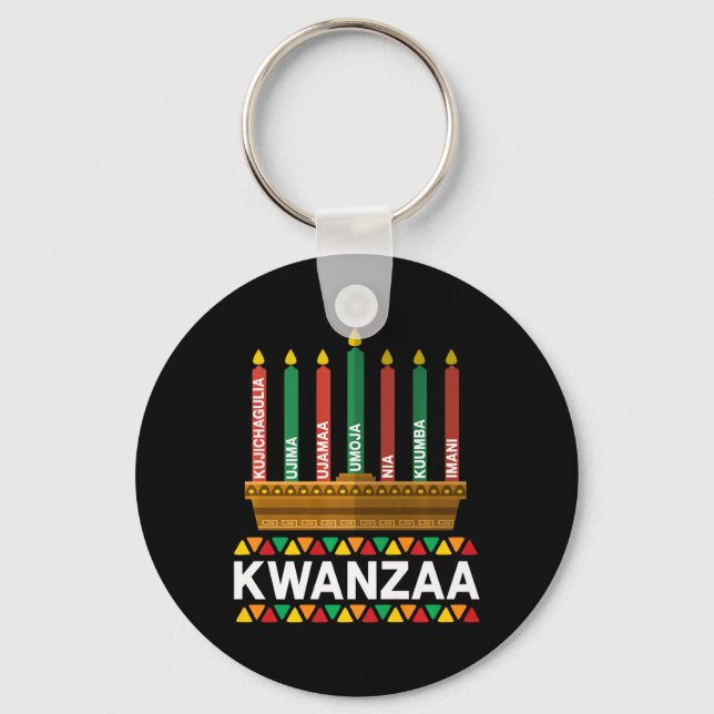 Chaveiro Princípios Kwanzaa Candles Kinara Pan Afri (Frente)