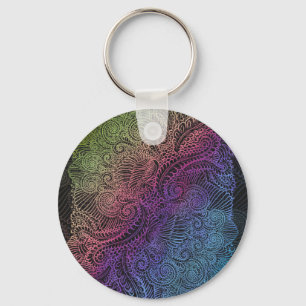 Chaveiro Prismatic Swirl Arte de Penas Fractais do Arco-Í