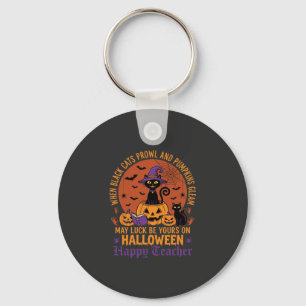 Chaveiro Professor de Halloween Gato Preto Abóbora Sorte