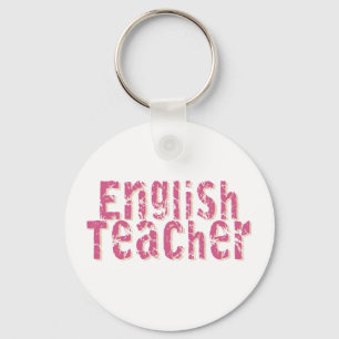Chaveiro Professor de inglês afligido rosa do texto