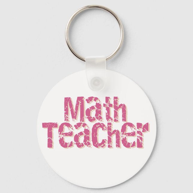 Chaveiro Professor de Matemática em Texto em Distância Rosa (Frente)