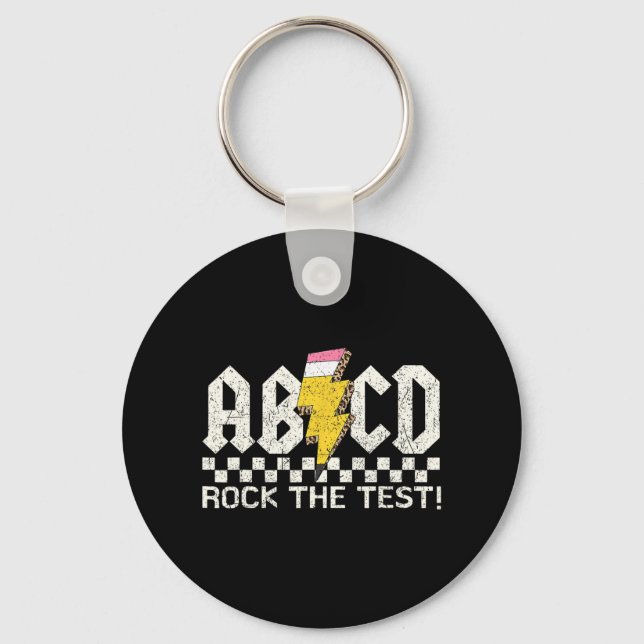 Chaveiro Professor do Dia Retro Abcd Rock Test Day Schoo (Frente)