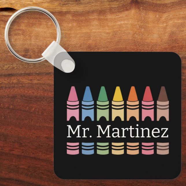 Chaveiro Professor Nome Personalizado Crayon Fofo Volta às  (Frente)