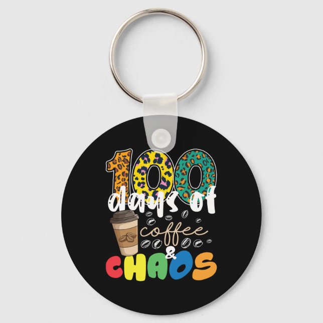 Chaveiro Professora 100 Dias De Escola 100 Dias De Café E (Frente)