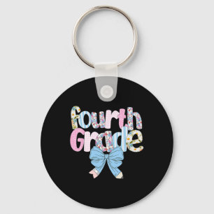 Chaveiro Professora de quarta série Preppy Azul Floral Coqu
