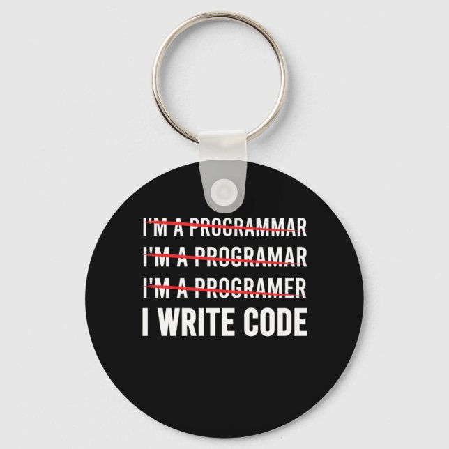 Chaveiro Programador Engraçado Eu Escrevo Código (Frente)
