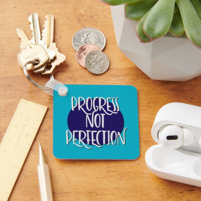Chaveiro Progresso Não Perfeição | Não Importa Qualquer Slo (Mesa)
