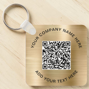 Chaveiro Promocional de Código QR Elegante Dourado