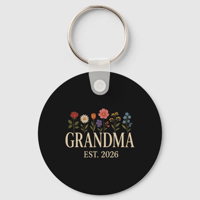 Chaveiro Promoted To Grandma 2026 Pregnancy Flower New Gran (Frente)