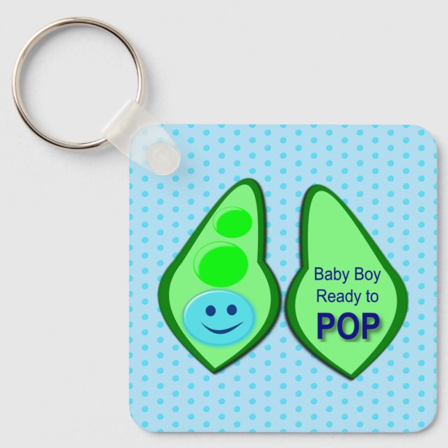 Chaveiro Pronto para Pop Baby Boy Chá de fraldas Azul de Er (Frente)