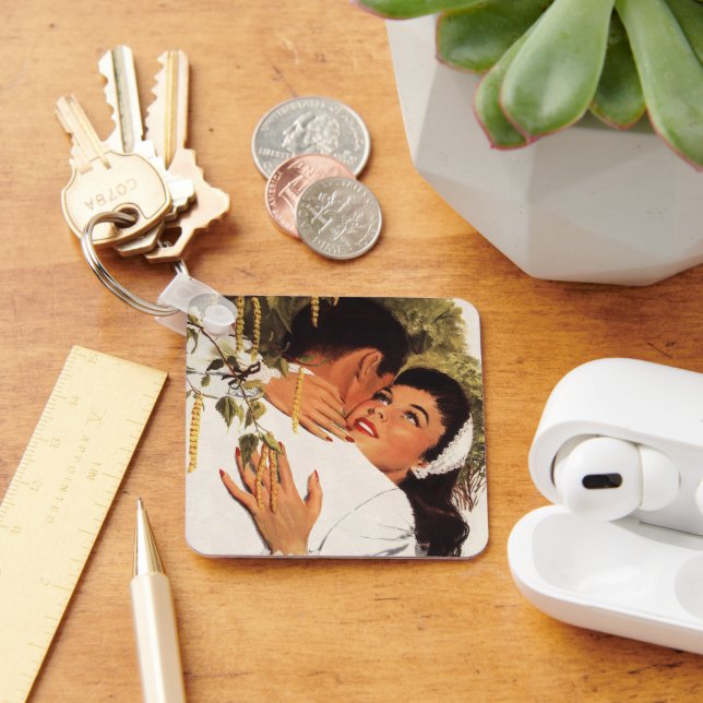 Chaveiro Proposta de casamento retrô, Amor e Romance (Mesa)