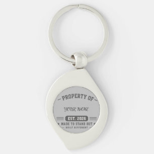 Chaveiro Propriedade Personalizada do Nome – Estilo Varsity