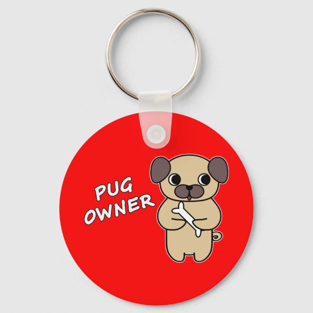 Chaveiro PROPRIETÁRIO DE PUG - Vermelho (Frente)