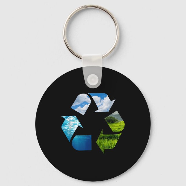 Chaveiro Proteção Ambiental do Planeta da Terra reciclagem  (Frente)