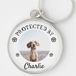 Chaveiro Protected By Dog Photo Paw Print Design