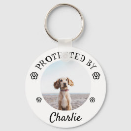 Chaveiro Protected By Dog Photo Paw Print Design