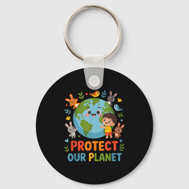 Chaveiro Proteja nosso planeta - dia da terra crianças anim (Frente)