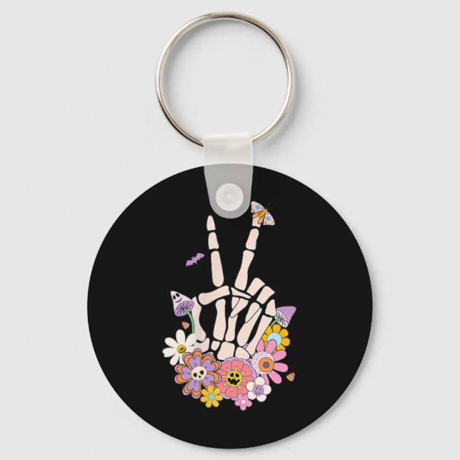 Chaveiro Proteja Sua Flor de Paz Caveira Esqueleto Mão Ment (Frente)