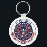 Chaveiro Proud American Air Force Husband<br><div class="desc">This design features colorful American eagle with its wings widely spread. The eagle is located over the magic mandala and is decorated with the USA flag. The colorful text "Proud American Air Force Husband" goes around the image. A beautiful family gift for him. Do not forget to transfer this design...</div>