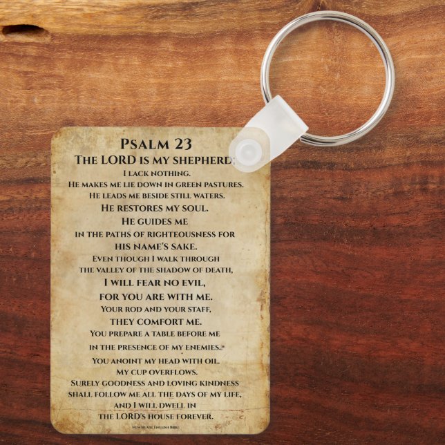 Chaveiro Psalm 23  { NHEB version.} (Verso)