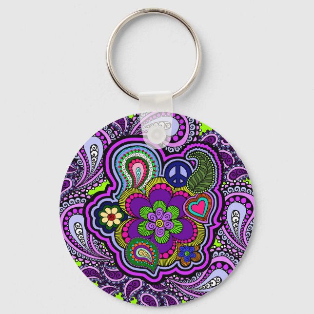 Chaveiro Psicodélica Púrpura Paisley (Frente)