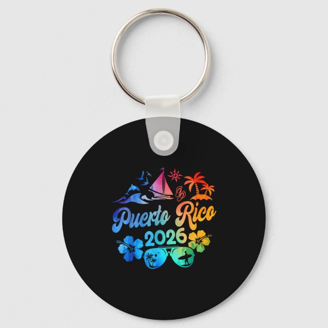 Chaveiro Puerto Rico 2026 Vacation Beach Tie Dye Trip Summe (Frente)