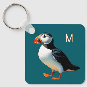 Chaveiro Puffin-do-Atlântico Monograma Fauna Costeira Ave