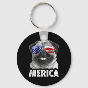Chaveiro Pug 4 de julho Camisas Merica Men Usa Americana