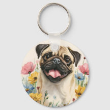 Chaveiro Pug – Aquarela