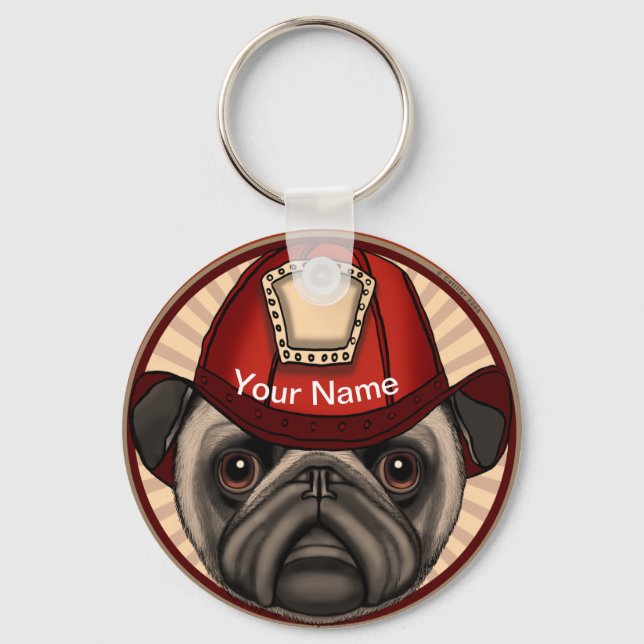 Chaveiro Pug Bombeiro (Frente)