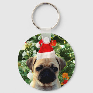 Chaveiro Pug Cachorro Cachorro Pomada em Árvore de Natal Sn