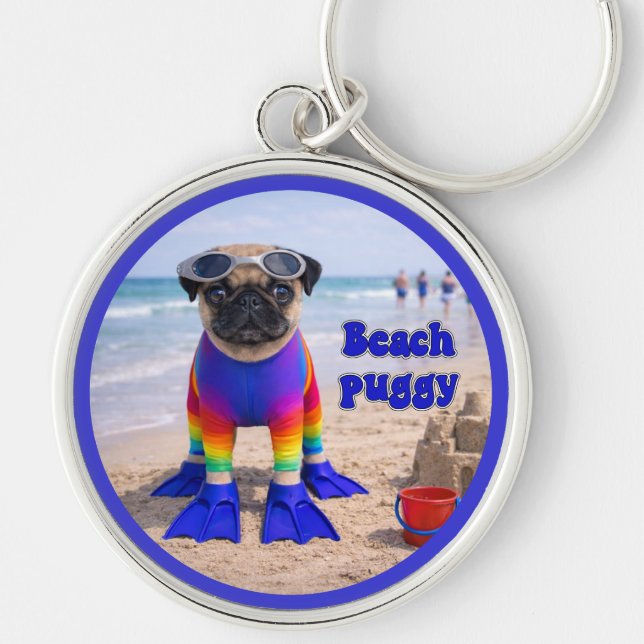 Chaveiro Pug da Praia (Frente)