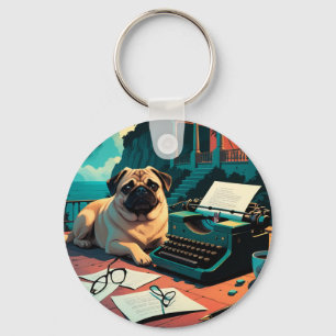 Chaveiro Pug Dog gentleman vintage