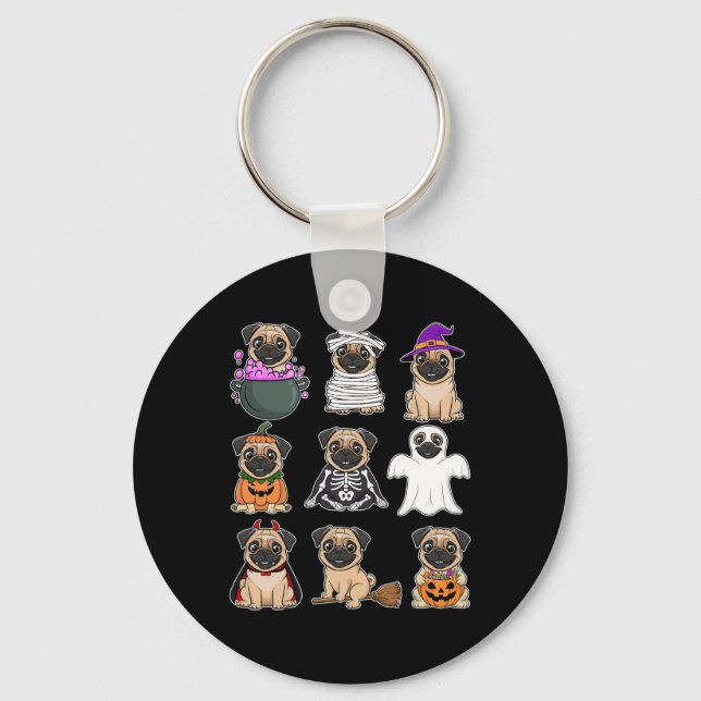 Chaveiro Pug Halloween Figurume Spooky Fantasma Pumpkin Pug (Frente)