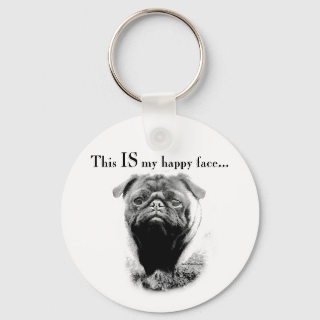 Chaveiro Pug Happy Face (Frente)