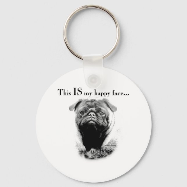 Chaveiro Pug Happy Face (Frente)