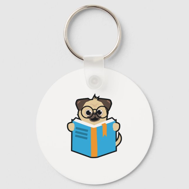 Chaveiro Pug Leitura De Um Livro Do Pão Do Ocupante (Frente)
