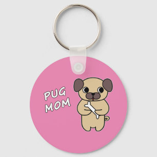 Chaveiro PUG MOM - Rosa