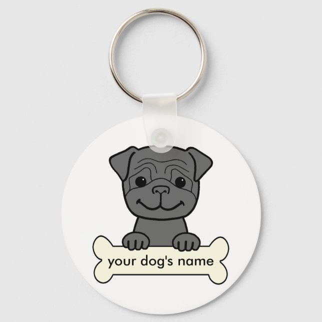 Chaveiro Pug Personalizado (Frente)