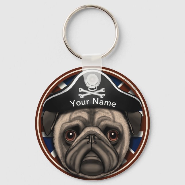 Chaveiro Pug Pirata (Frente)