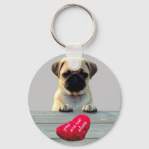 Pug Wishing Feliz dia de os namorados Keychains