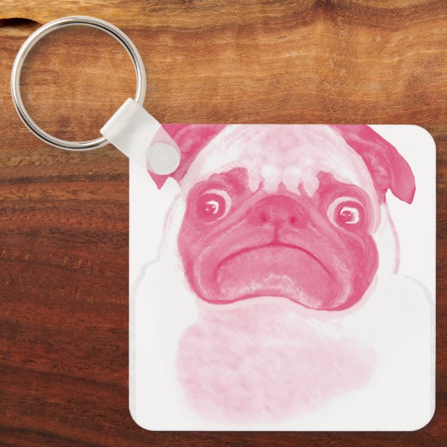 Chaveiro Puggy Mal-Humorado Rosa Personalizado (Frente)