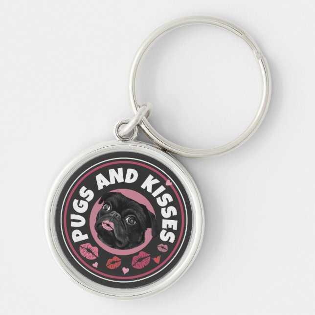 Chaveiro Pugs E Beijos | Arte | Pug Lovers (Frente)