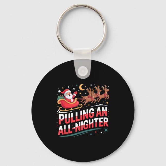 Chaveiro Pulling An All-nighter Funny Christmas Santa Sleig (Frente)