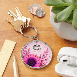 Chaveiro Pulse Brilho Rosa Girassol Pulseira Inspiradora