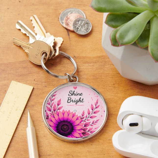 Chaveiro Pulse Brilho Rosa Girassol Pulseira Inspiradora (Mesa)