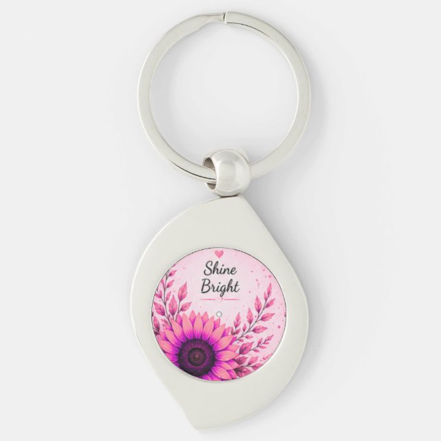 Chaveiro Pulse Brilho Rosa Girassol Pulseira Inspiradora (Frente)
